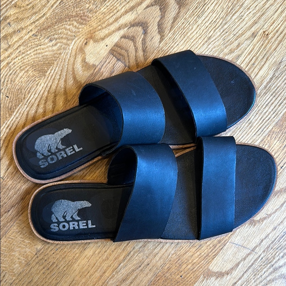 Sorel Black Slide Sandals